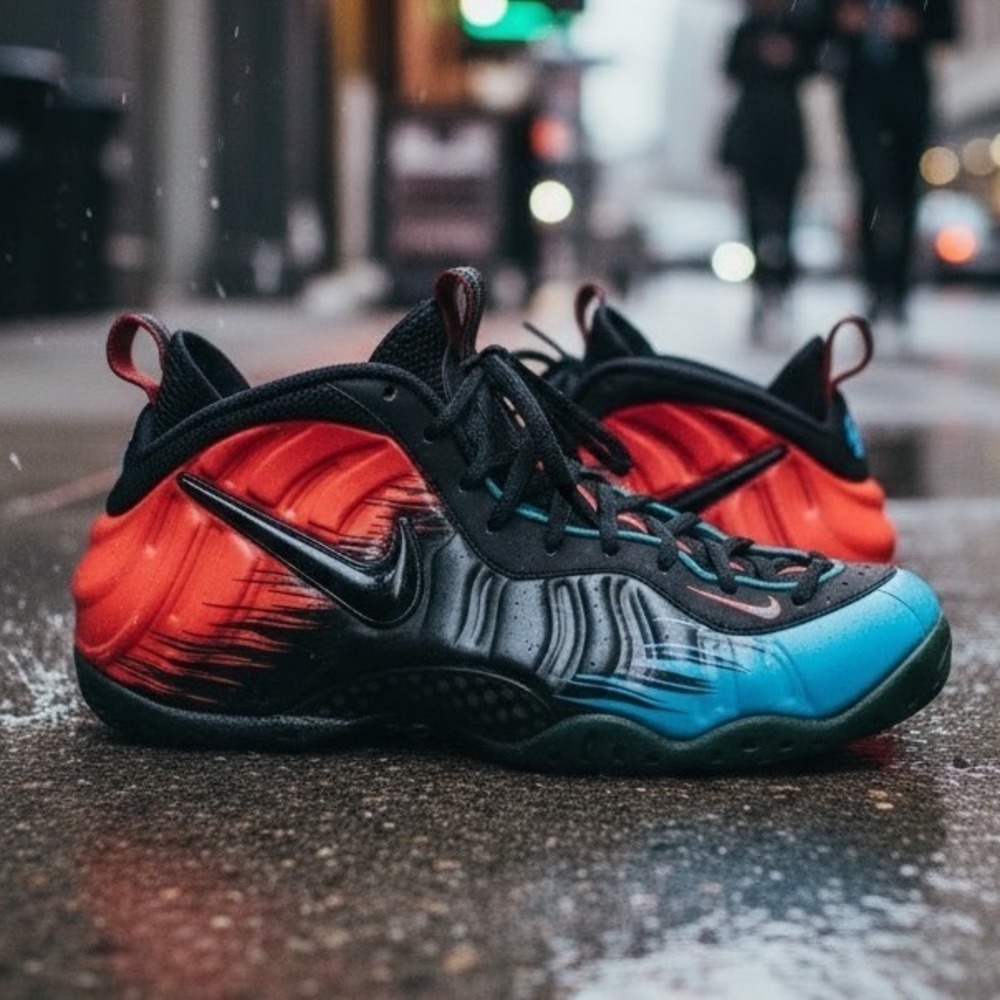Nike Air Foamposite Pro Spider-Man Mens 8 Blue Black Red 616750-400 Basketball